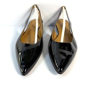 Tahari Black Patent Slingback Flats